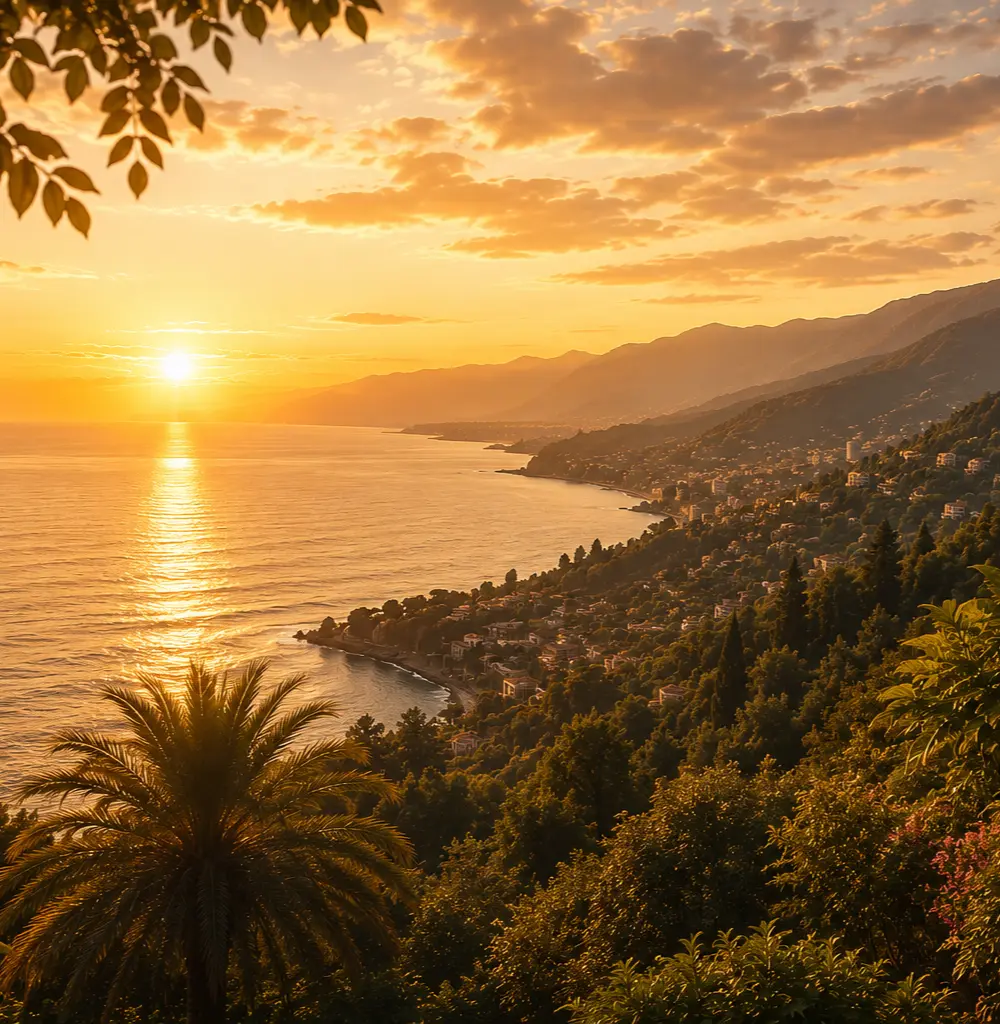 Batumi beach promenade lined with palm trees